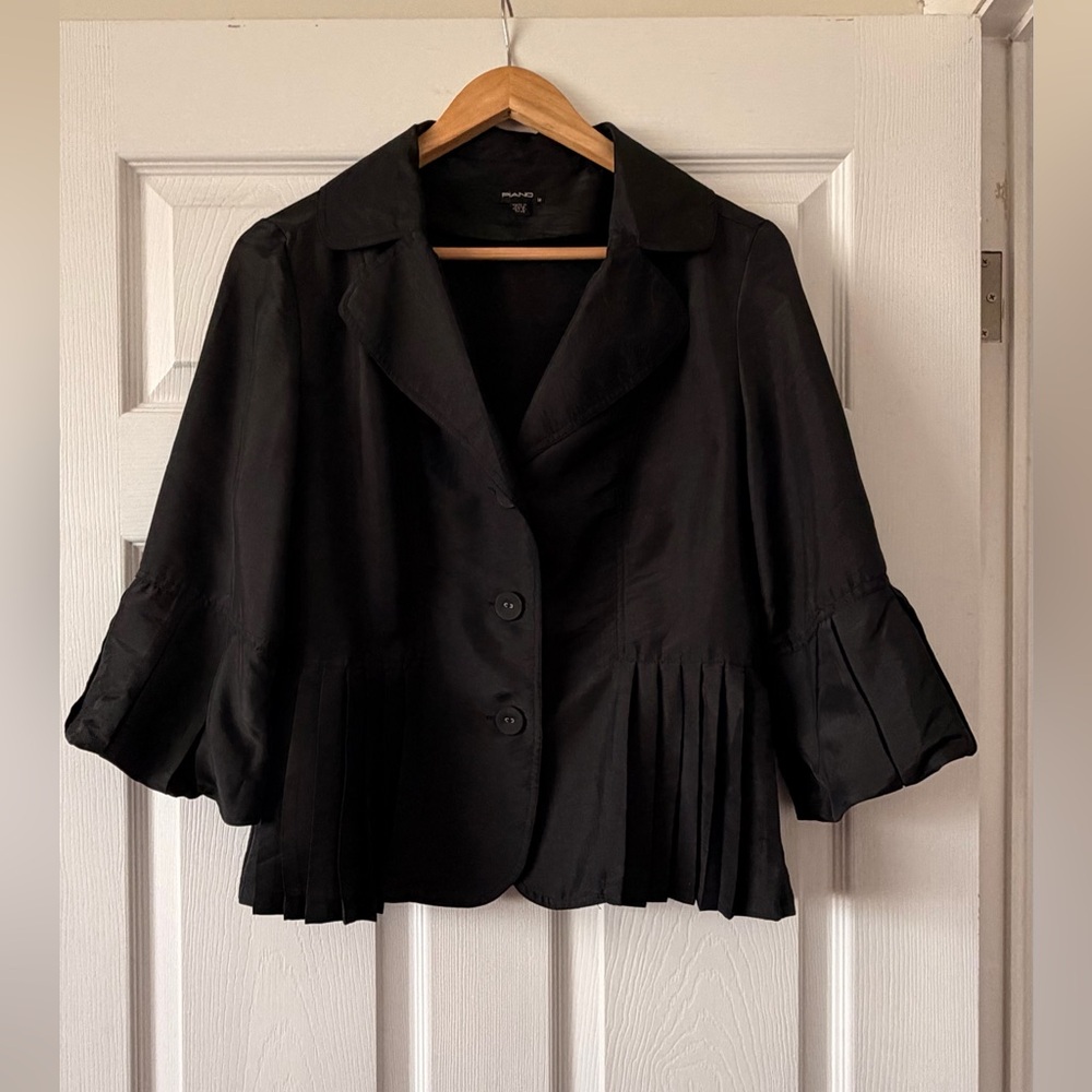 Black Women's Pleated Hem Jacket